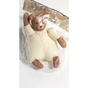 Teddy Bear Craft Doll Muslin and Ceramic Vintage 80s